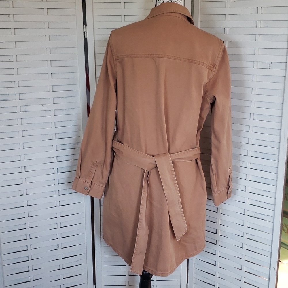 Habitual tan button down long sleeve shirt dress with belt size M - Picture 6 of 7